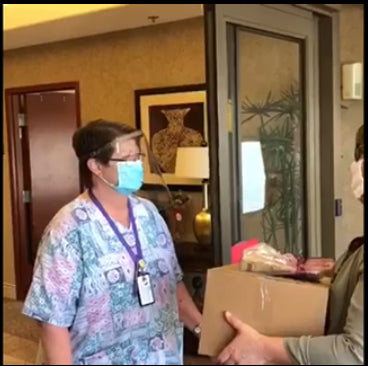 Rowena delivering caramels to a rest home