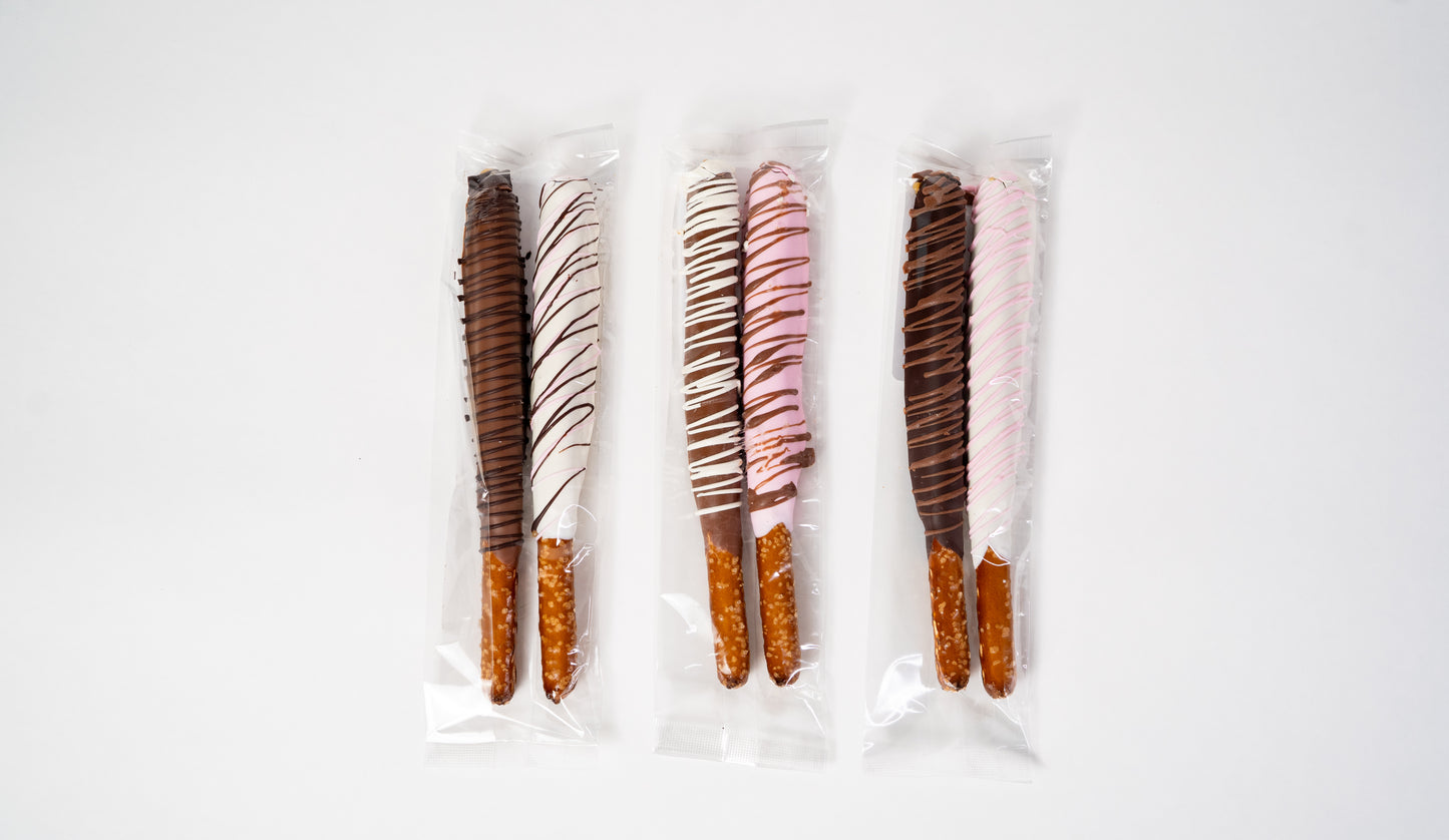 Caramel Chocolate Dipped Pretzel Rods